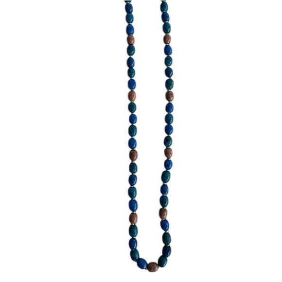 Blue/Teal/Pink Beaded Necklace - Picture 3 of 6